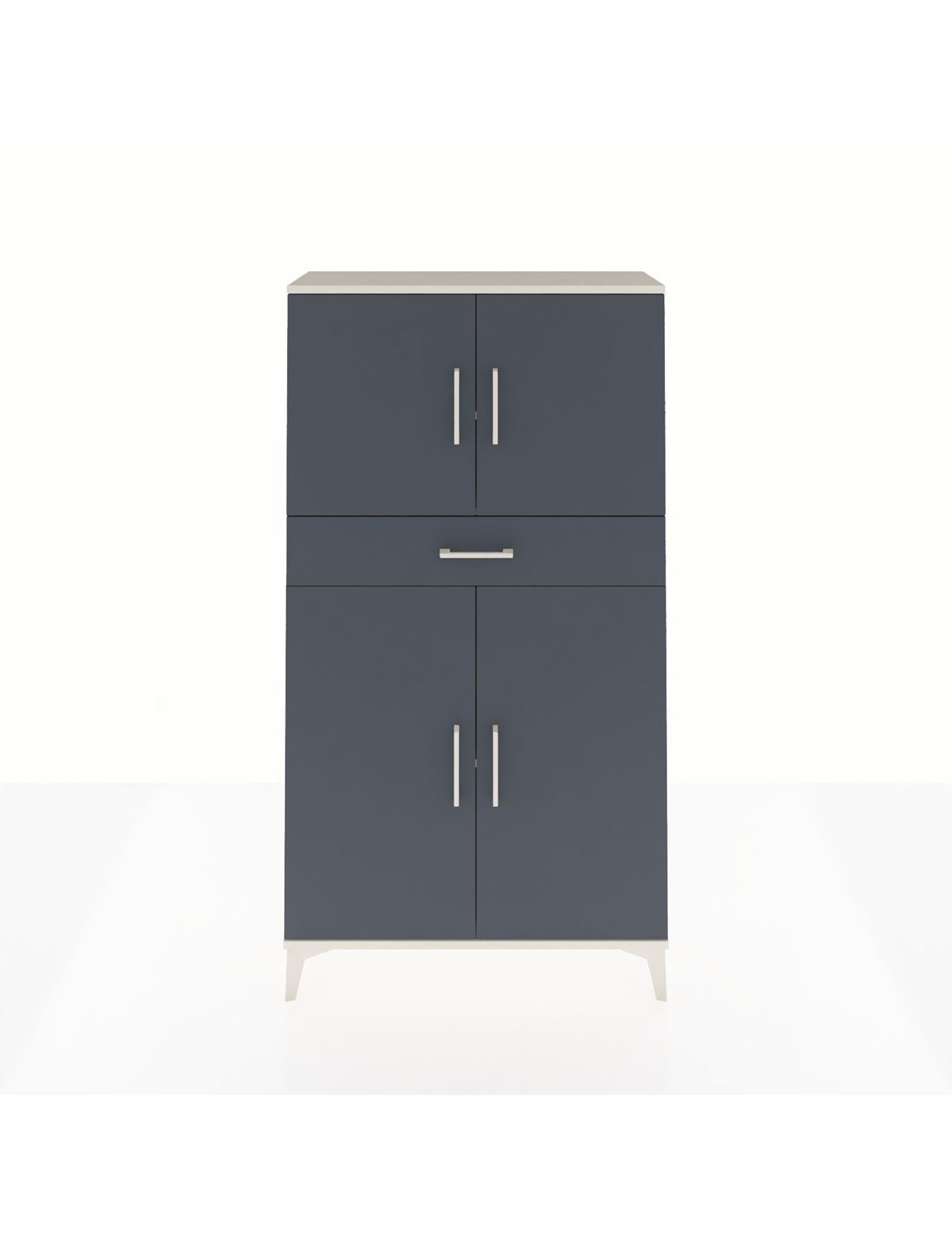 Arges Dolap 3 Raflı Tek Çekmeceli 4 Kapaklı 88x30x163 Aytaşı-Antrasit