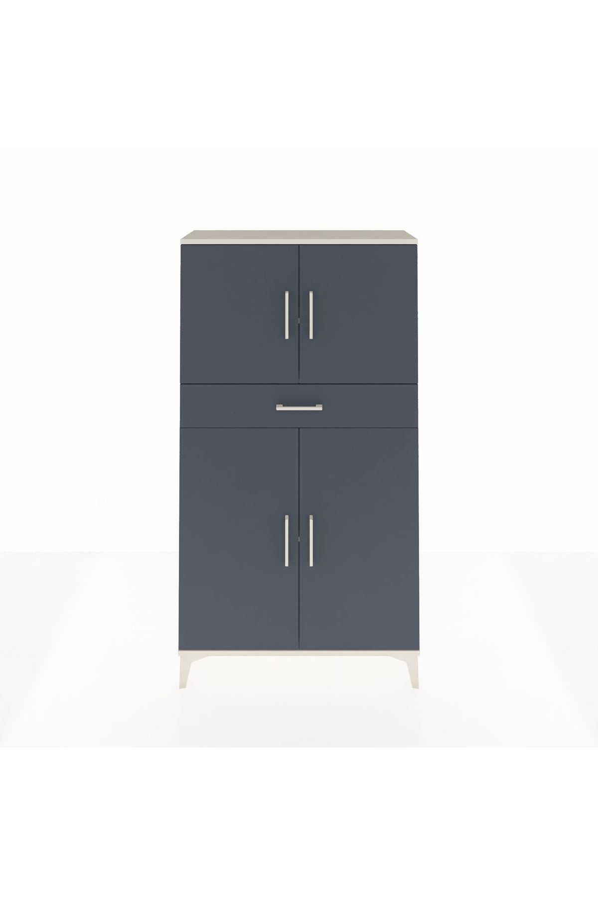 Arges Dolap 3 Raflı Tek Çekmeceli 4 Kapaklı 88x30x163 Aytaşı-Antrasit