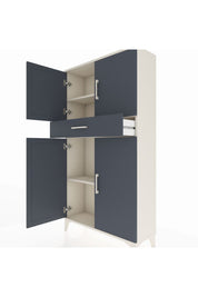 Arges Dolap 3 Raflı Tek Çekmeceli 4 Kapaklı 88x30x163 Aytaşı-Antrasit