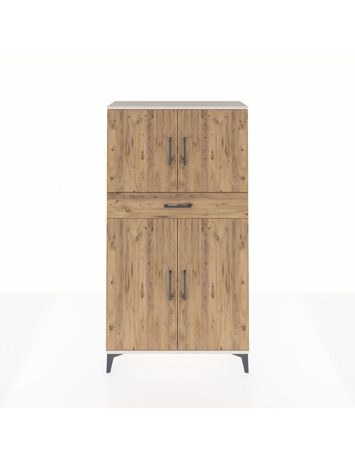 Arges Dolap 3 Raflı Tek Çekmeceli 4 Kapaklı 88x30x163 Aytaşı-Çam