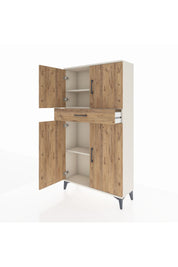 Arges Dolap 3 Raflı Tek Çekmeceli 4 Kapaklı 88x30x163 Aytaşı-Çam