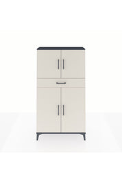 Arges Dolap 3 Raflı Tek Çekmeceli 4 Kapaklı 88x30x163 Antrasit-Aytaşı