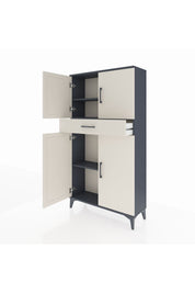 Arges Dolap 3 Raflı Tek Çekmeceli 4 Kapaklı 88x30x163 Antrasit-Aytaşı