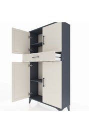 Arges Dolap 3 Raflı Tek Çekmeceli 4 Kapaklı 88x30x163 Antrasit-Aytaşı