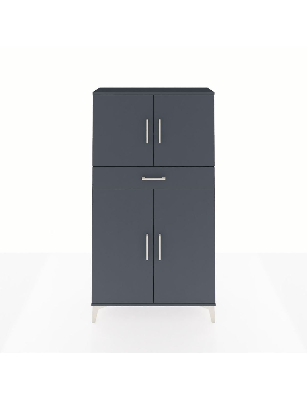 Arges Dolap 3 Raflı Tek Çekmeceli 4 Kapaklı 88x30x163 Antrasit-Antrasit