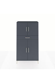 Arges Dolap 3 Raflı Tek Çekmeceli 4 Kapaklı 88x30x163 Antrasit-Antrasit