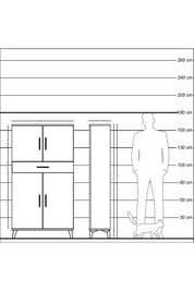 Arges Dolap 3 Raflı Tek Çekmeceli 4 Kapaklı 88x30x163 Antrasit-Antrasit
