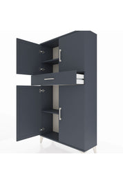 Arges Dolap 3 Raflı Tek Çekmeceli 4 Kapaklı 88x30x163 Antrasit-Antrasit