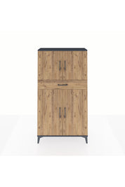 Arges Dolap 3 Raflı Tek Çekmeceli 4 Kapaklı 88x30x163 Antrasit-Çam