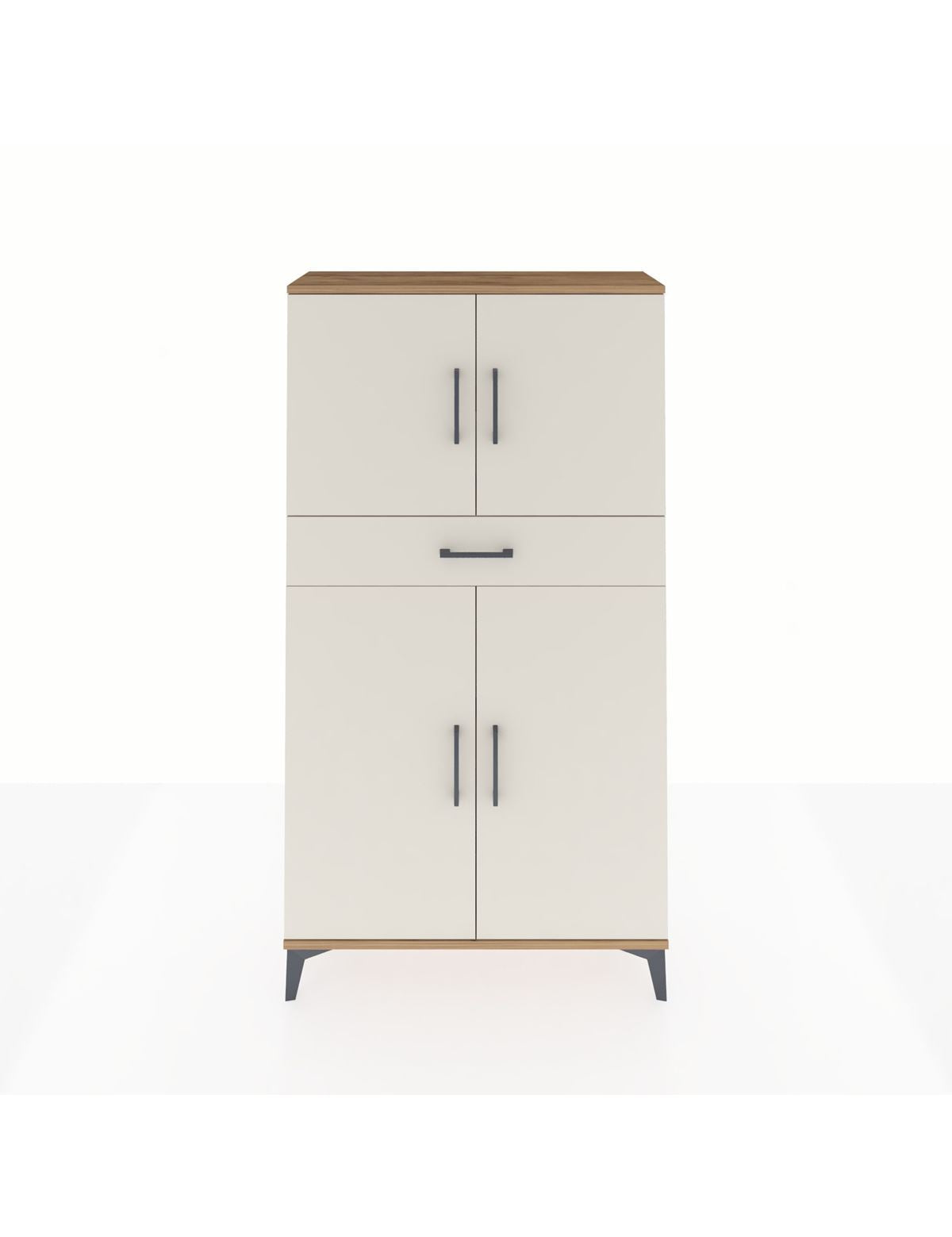 Arges Dolap 3 Raflı Tek Çekmeceli 4 Kapaklı 88x30x163 Çam-Aytaşı