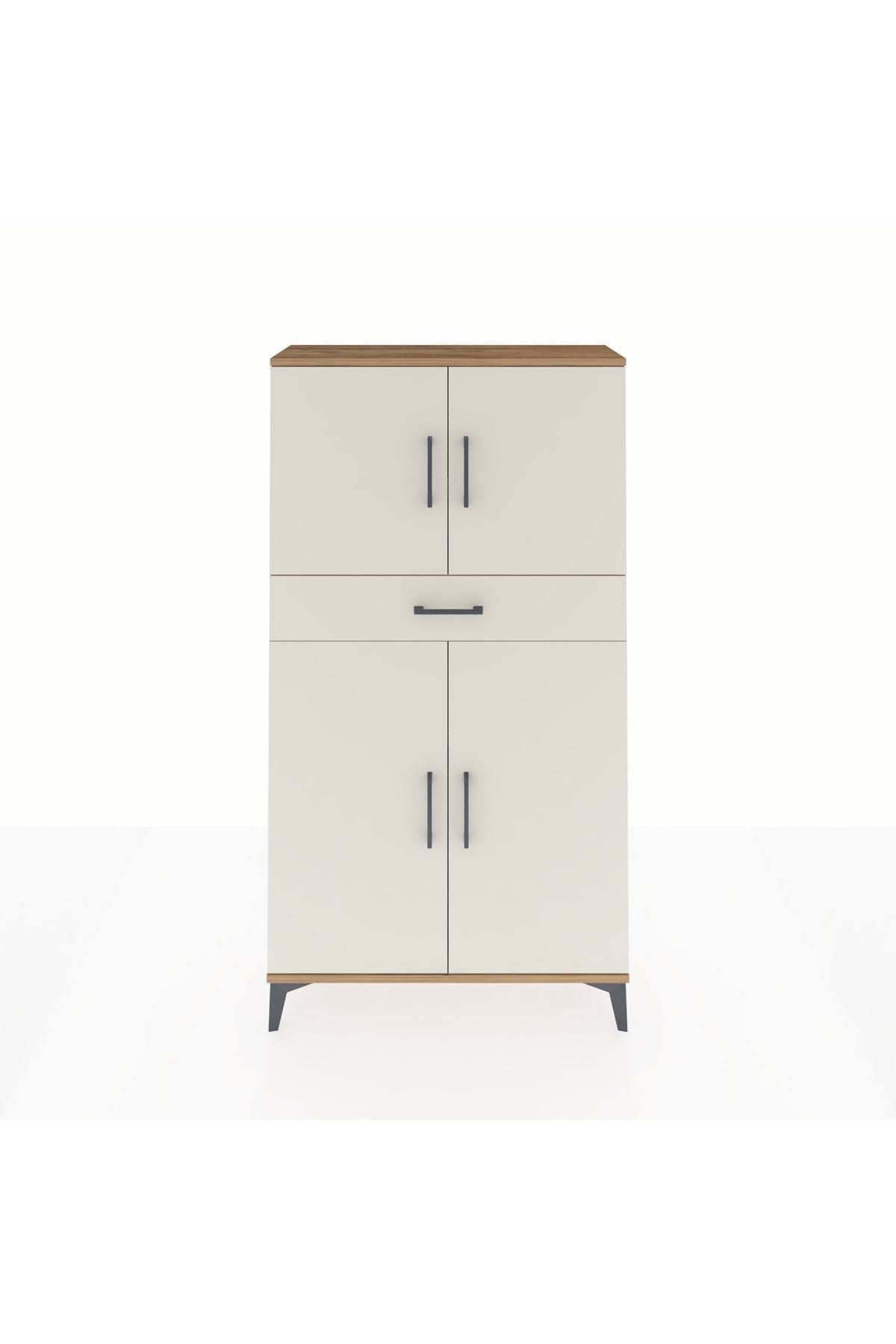 Arges Dolap 3 Raflı Tek Çekmeceli 4 Kapaklı 88x30x163 Çam-Aytaşı