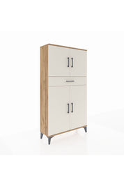 Arges Dolap 3 Raflı Tek Çekmeceli 4 Kapaklı 88x30x163 Çam-Aytaşı