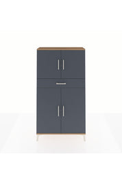 Arges Dolap 3 Raflı Tek Çekmeceli 4 Kapaklı 88x30x163 Çam-Antrasit