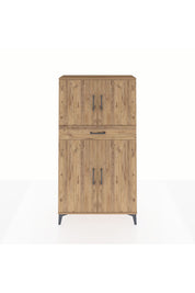 Arges Dolap 3 Raflı Tek Çekmeceli 4 Kapaklı 88x30x163 Çam-Çam