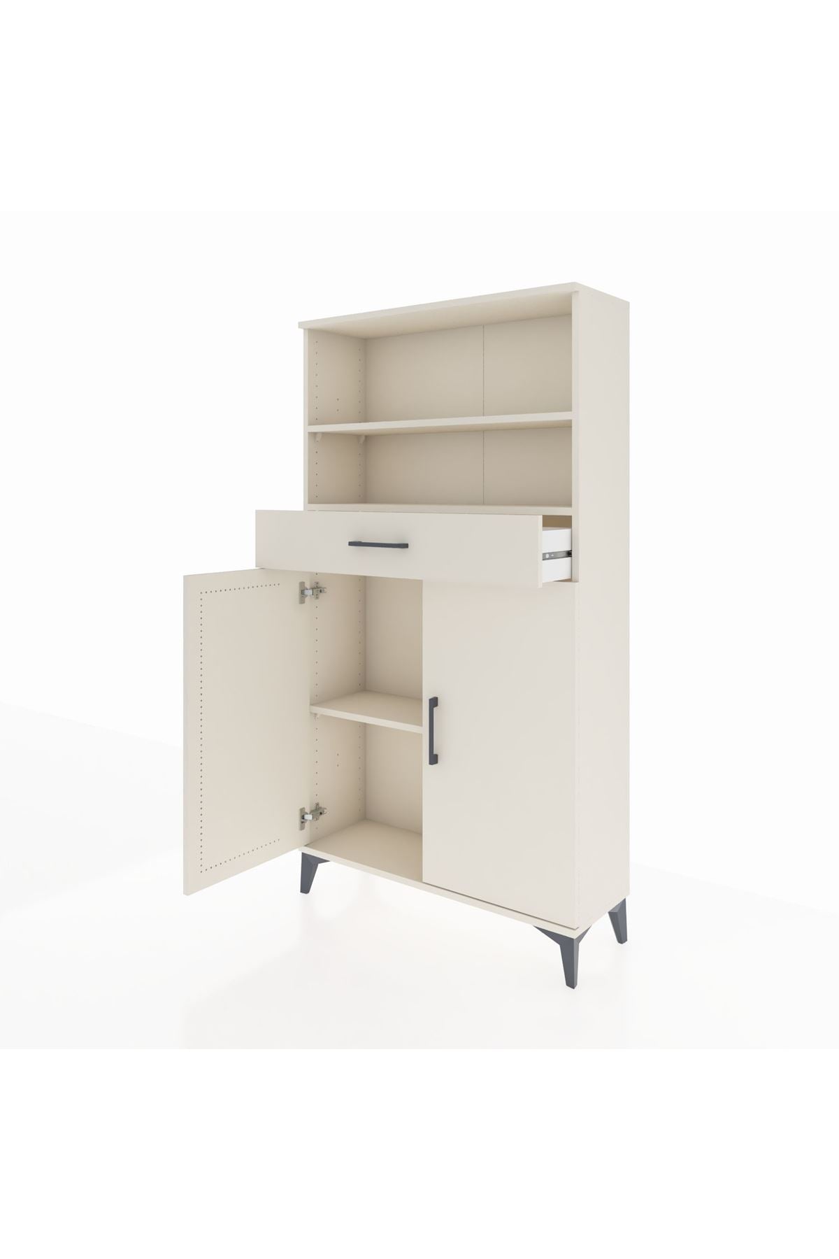 Arges Dolap 3 Raflı Tek Çekmeceli 2 Kapaklı 88x30x163 Aytaşı-Aytaşı