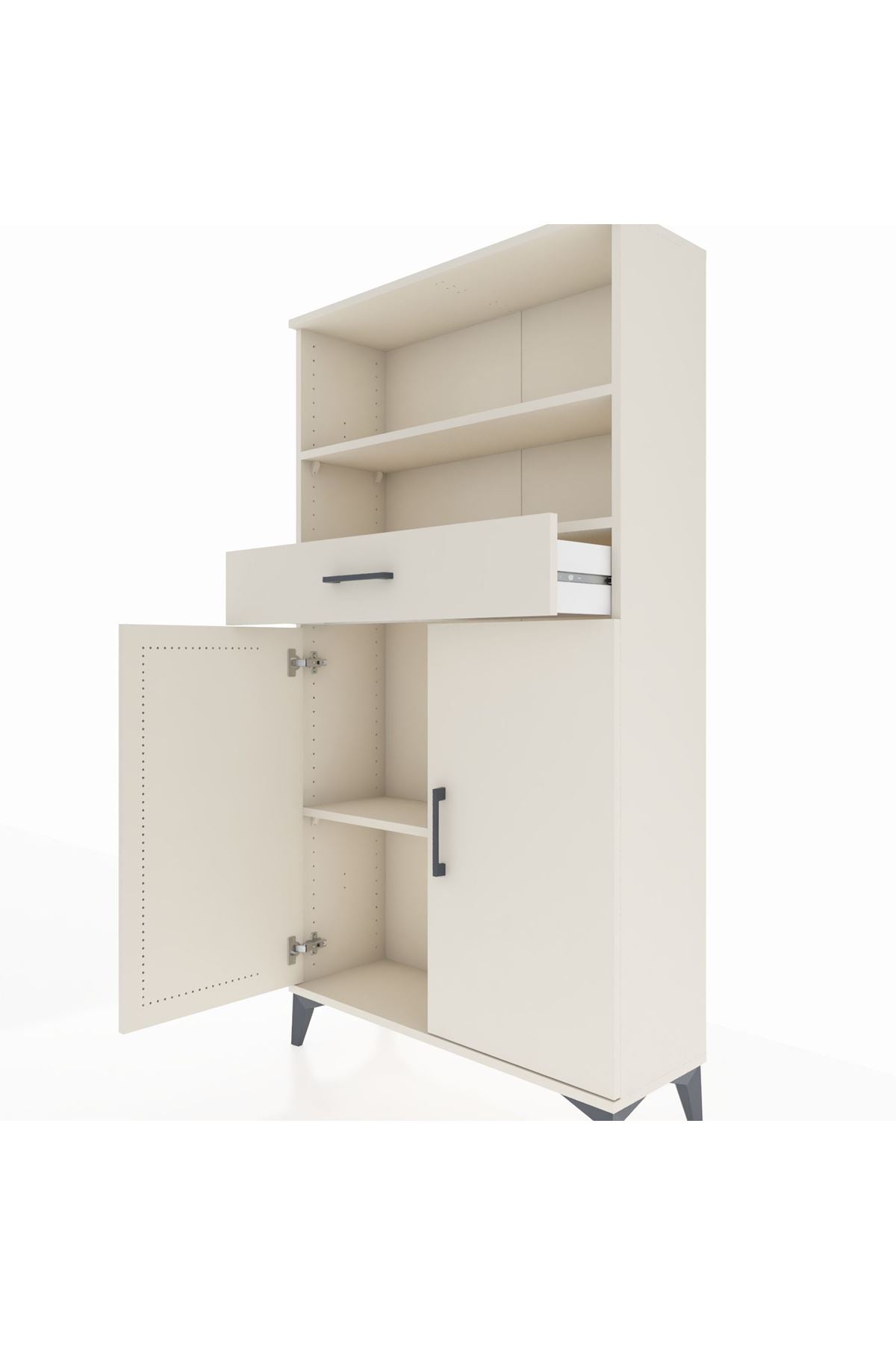 Arges Dolap 3 Raflı Tek Çekmeceli 2 Kapaklı 88x30x163 Aytaşı-Aytaşı