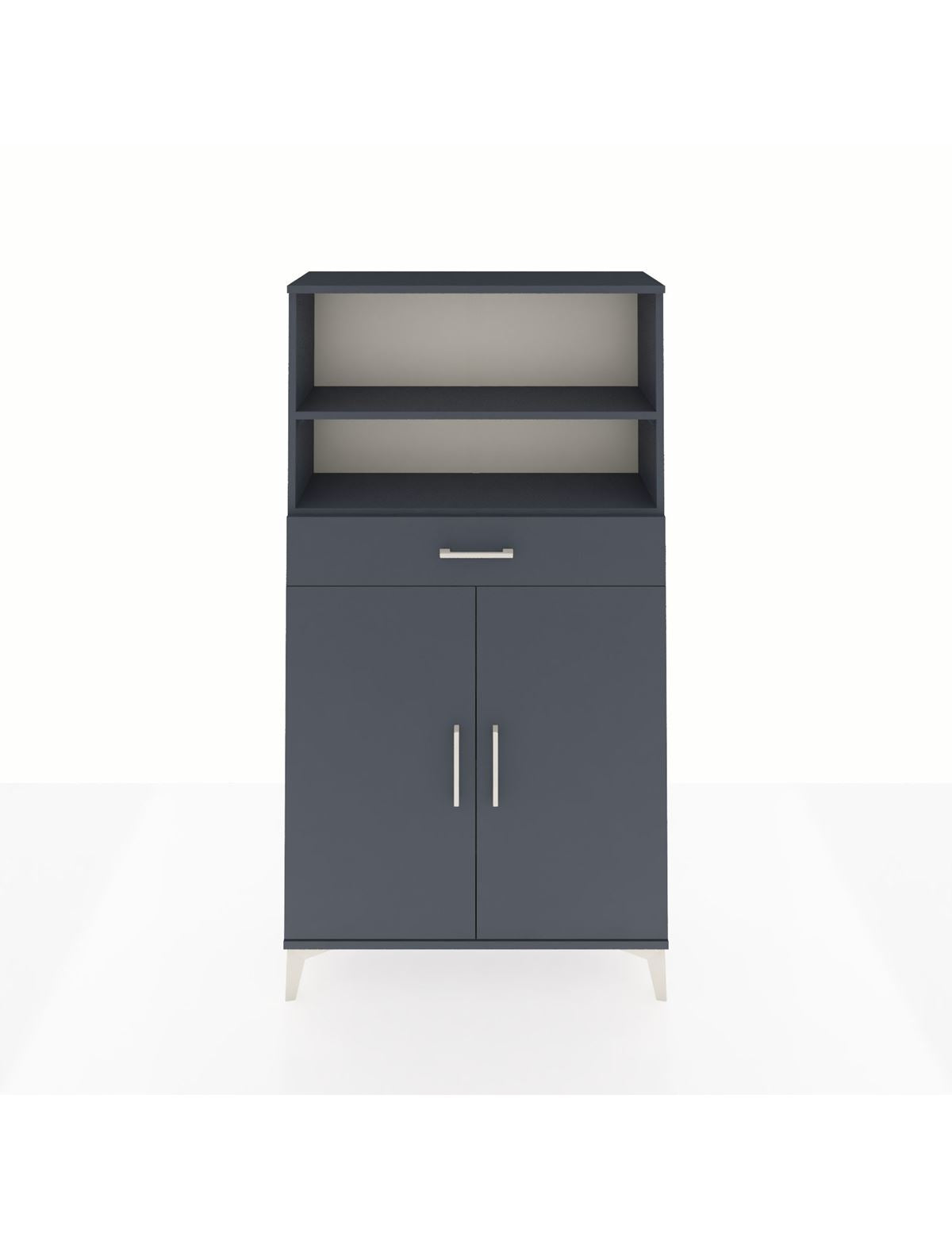 Arges Dolap 3 Raflı Tek Çekmeceli 2 Kapaklı 88x30x163 Antrasit-Antrasit