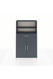 Arges Dolap 3 Raflı Tek Çekmeceli 2 Kapaklı 88x30x163 Antrasit-Antrasit