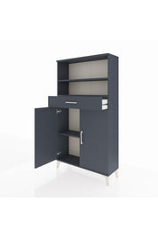 Arges Dolap 3 Raflı Tek Çekmeceli 2 Kapaklı 88x30x163 Antrasit-Antrasit