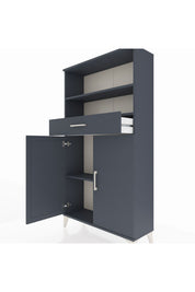 Arges Dolap 3 Raflı Tek Çekmeceli 2 Kapaklı 88x30x163 Antrasit-Antrasit