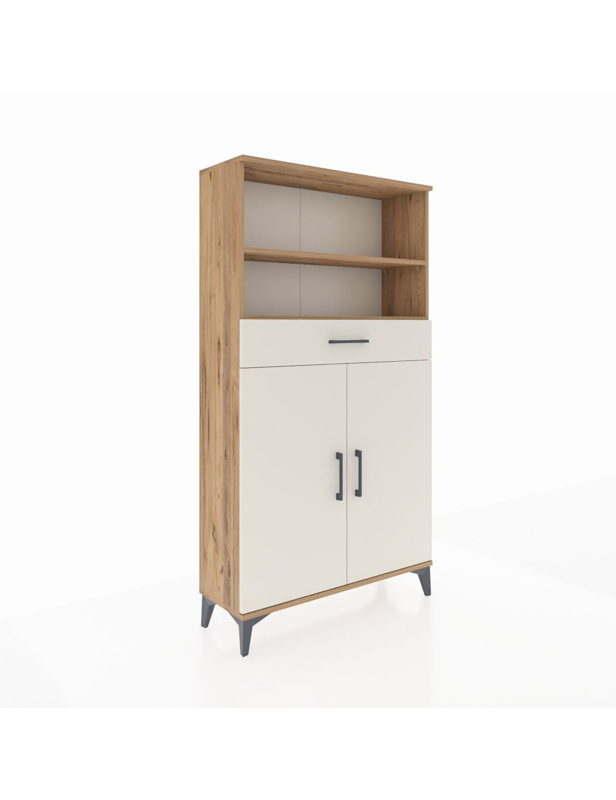 Arges Dolap 3 Raflı Tek Çekmeceli 2 Kapaklı 88x30x163 Çam-Aytaşı