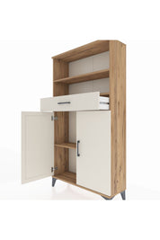 Arges Dolap 3 Raflı Tek Çekmeceli 2 Kapaklı 88x30x163 Çam-Aytaşı