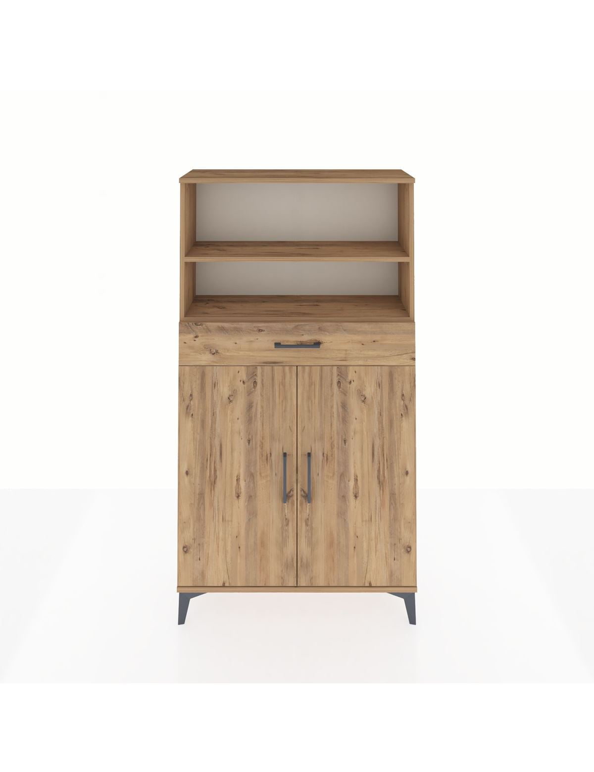 Arges Dolap 3 Raflı Tek Çekmeceli 2 Kapaklı 88x30x163 Çam-Çam