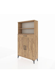 Arges Dolap 3 Raflı Tek Çekmeceli 2 Kapaklı 88x30x163 Çam-Çam