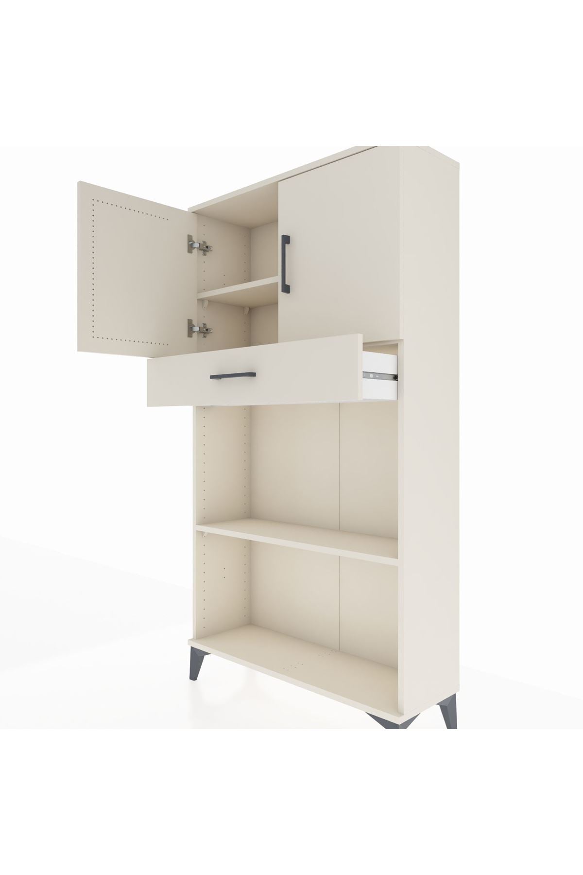 Arges Dolap 3 Raflı Tek Çekmeceli 2 Kapaklı 88x30x163 Aytaşı-Aytaşı