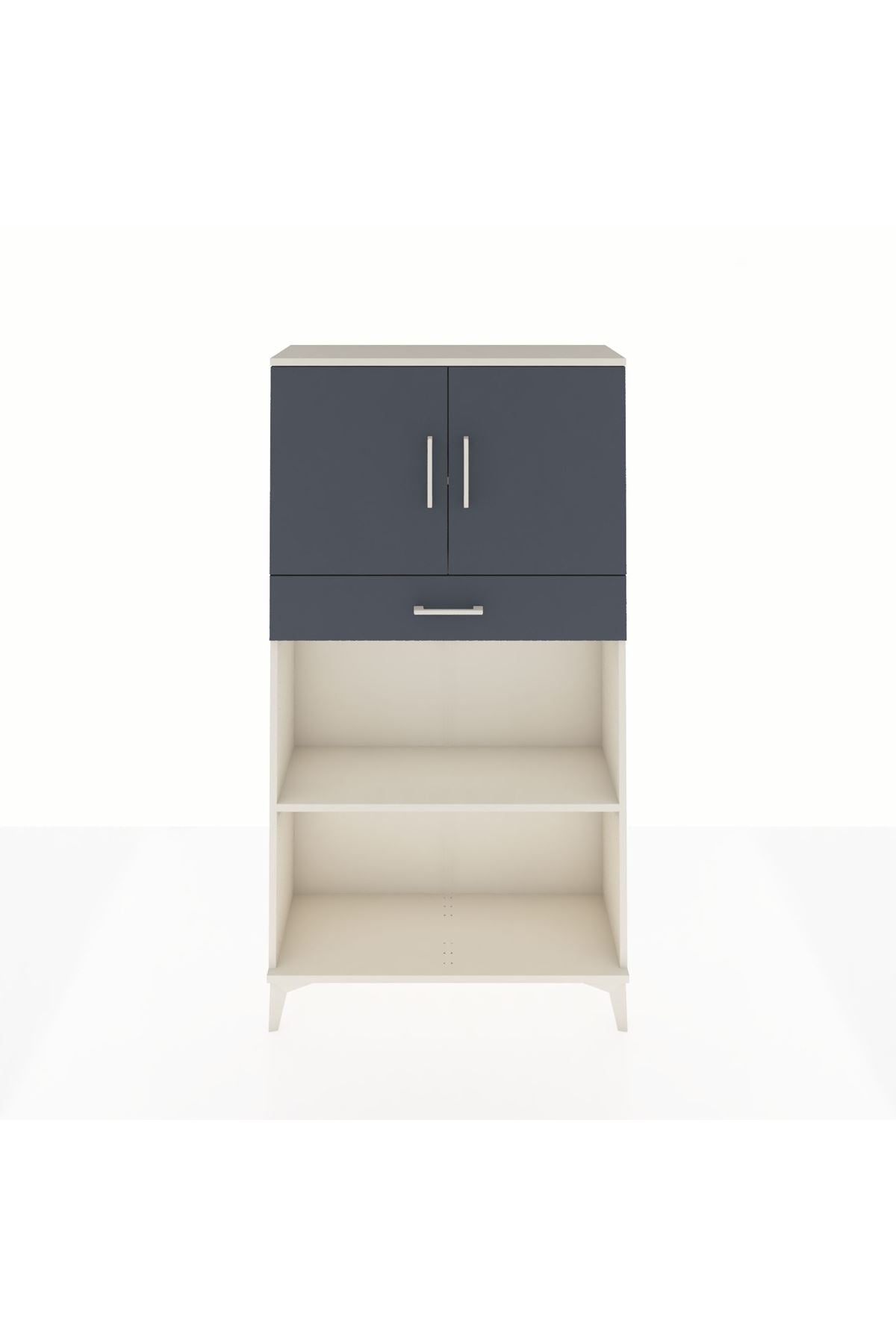 Arges Dolap 3 Raflı Tek Çekmeceli 2 Kapaklı 88x30x163 Aytaşı-Antrasit