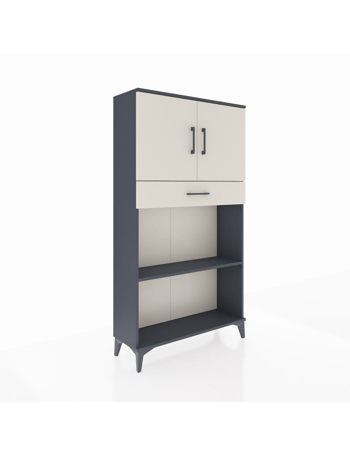 Arges Dolap 3 Raflı Tek Çekmeceli 2 Kapaklı 88x30x163 Antrasit-Aytaşı