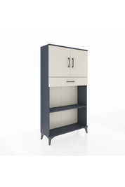 Arges Dolap 3 Raflı Tek Çekmeceli 2 Kapaklı 88x30x163 Antrasit-Aytaşı