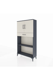 Arges Dolap 3 Raflı Tek Çekmeceli 2 Kapaklı 88x30x163 Antrasit-Aytaşı