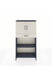 Arges Dolap 3 Raflı Tek Çekmeceli 2 Kapaklı 88x30x163 Antrasit-Aytaşı