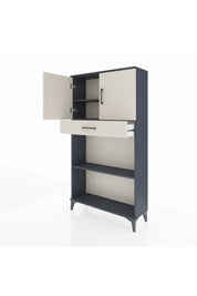 Arges Dolap 3 Raflı Tek Çekmeceli 2 Kapaklı 88x30x163 Antrasit-Aytaşı