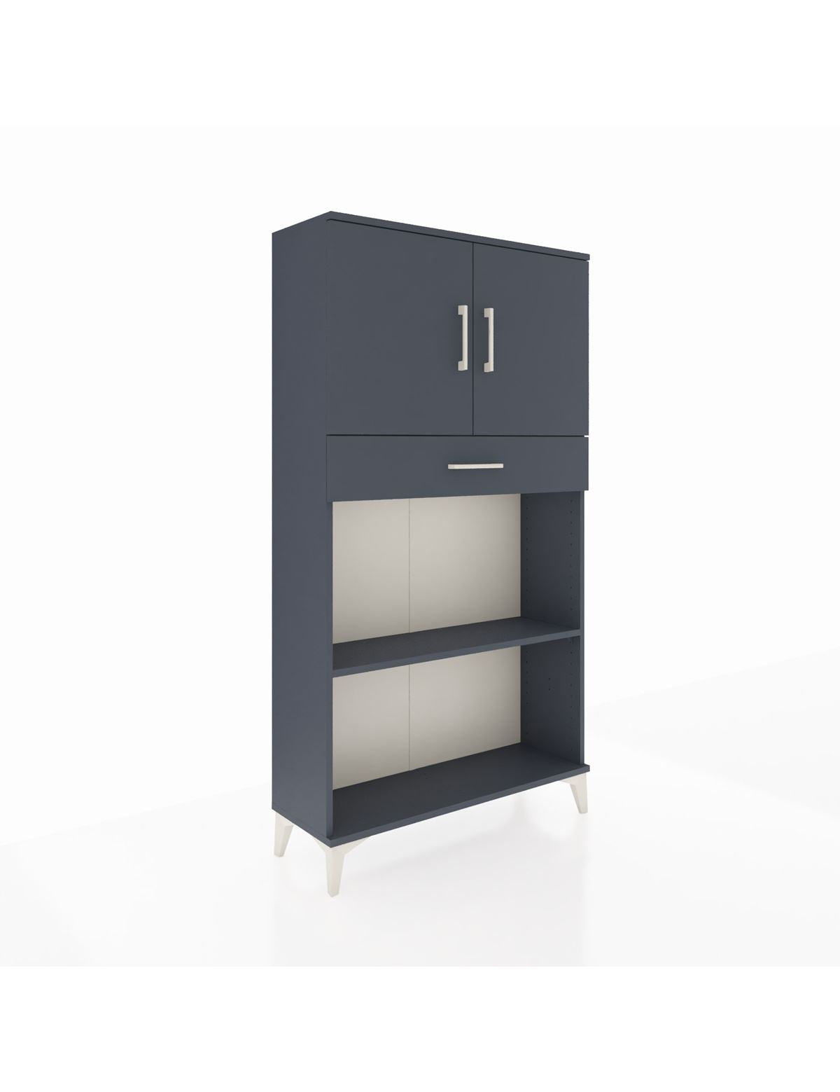 Arges Dolap 3 Raflı Tek Çekmeceli 2 Kapaklı 88x30x163 Antrasit-Antrasit