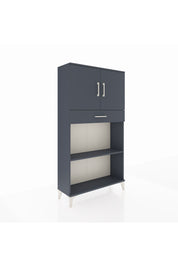 Arges Dolap 3 Raflı Tek Çekmeceli 2 Kapaklı 88x30x163 Antrasit-Antrasit