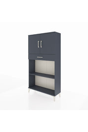 Arges Dolap 3 Raflı Tek Çekmeceli 2 Kapaklı 88x30x163 Antrasit-Antrasit