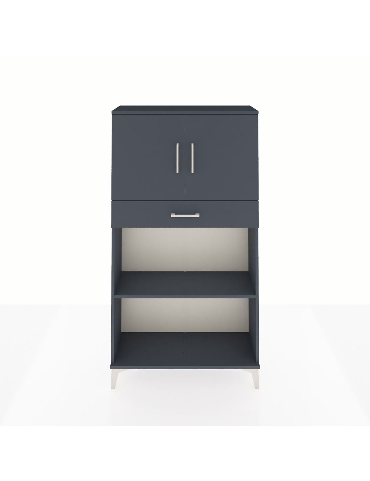 Arges Dolap 3 Raflı Tek Çekmeceli 2 Kapaklı 88x30x163 Antrasit-Antrasit