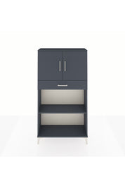 Arges Dolap 3 Raflı Tek Çekmeceli 2 Kapaklı 88x30x163 Antrasit-Antrasit
