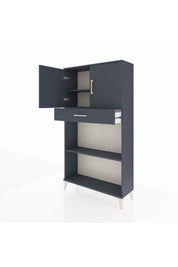 Arges Dolap 3 Raflı Tek Çekmeceli 2 Kapaklı 88x30x163 Antrasit-Antrasit