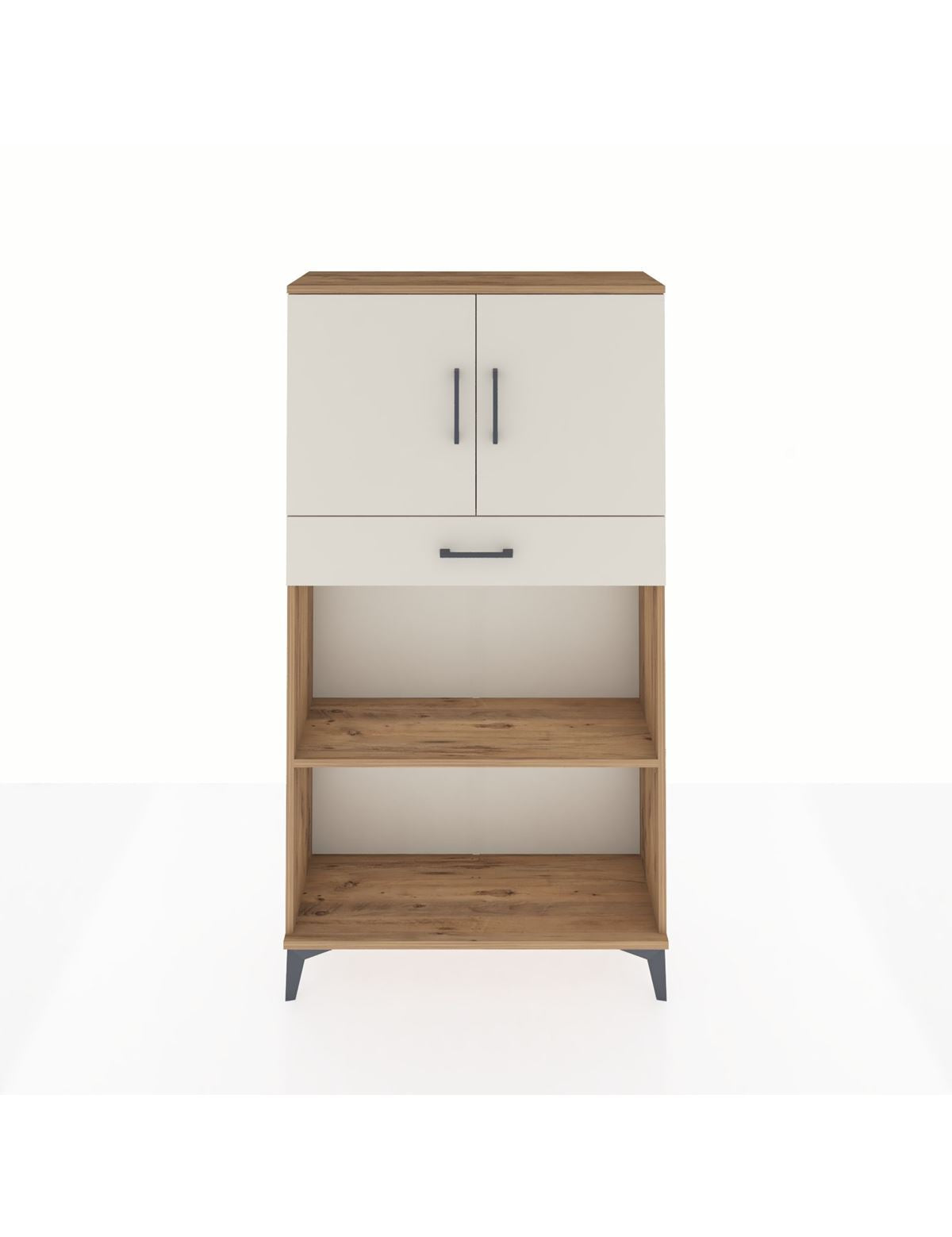 Arges Dolap 3 Raflı Tek Çekmeceli 2 Kapaklı 88x30x163 Çam-Aytaşı