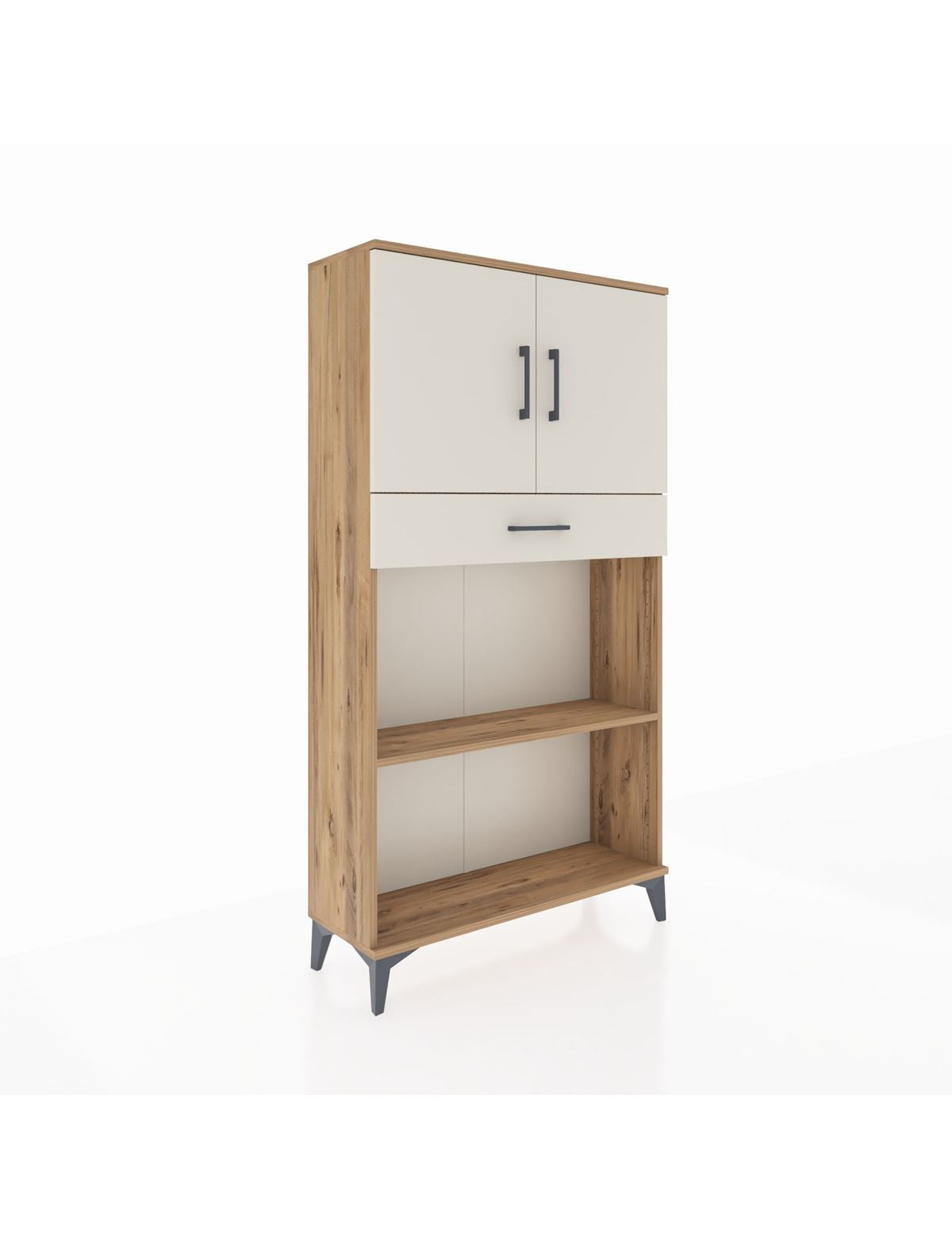 Arges Dolap 3 Raflı Tek Çekmeceli 2 Kapaklı 88x30x163 Çam-Aytaşı