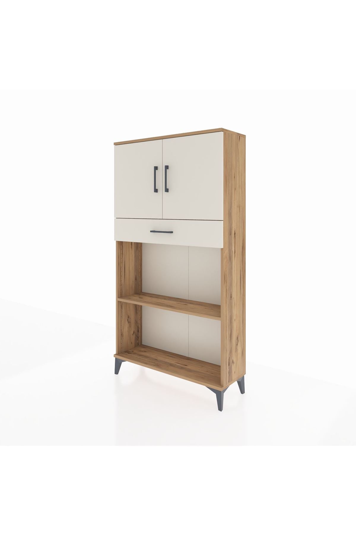 Arges Dolap 3 Raflı Tek Çekmeceli 2 Kapaklı 88x30x163 Çam-Aytaşı