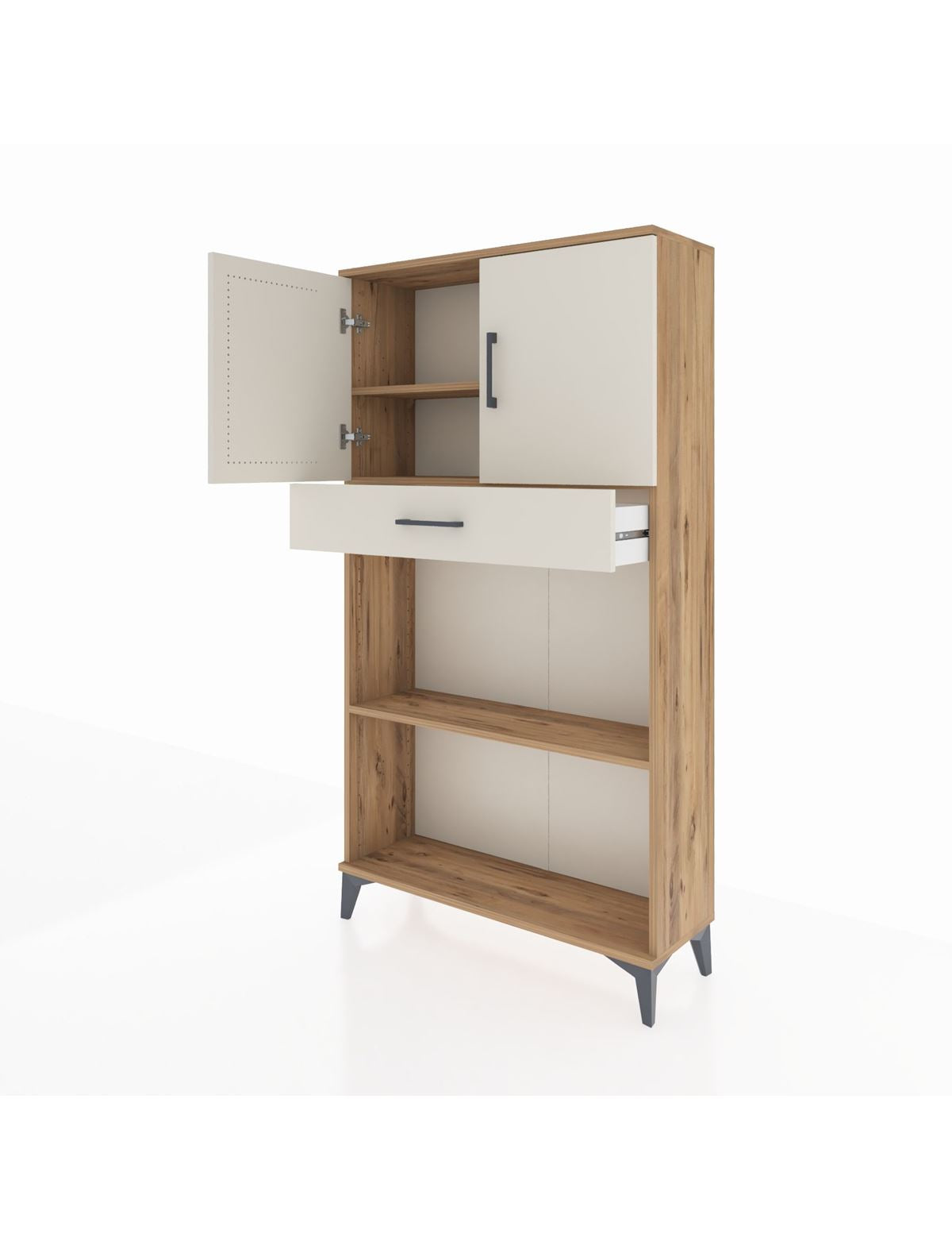 Arges Dolap 3 Raflı Tek Çekmeceli 2 Kapaklı 88x30x163 - S21M057V7A