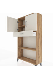 Arges Dolap 3 Raflı Tek Çekmeceli 2 Kapaklı 88x30x163 Çam-Aytaşı