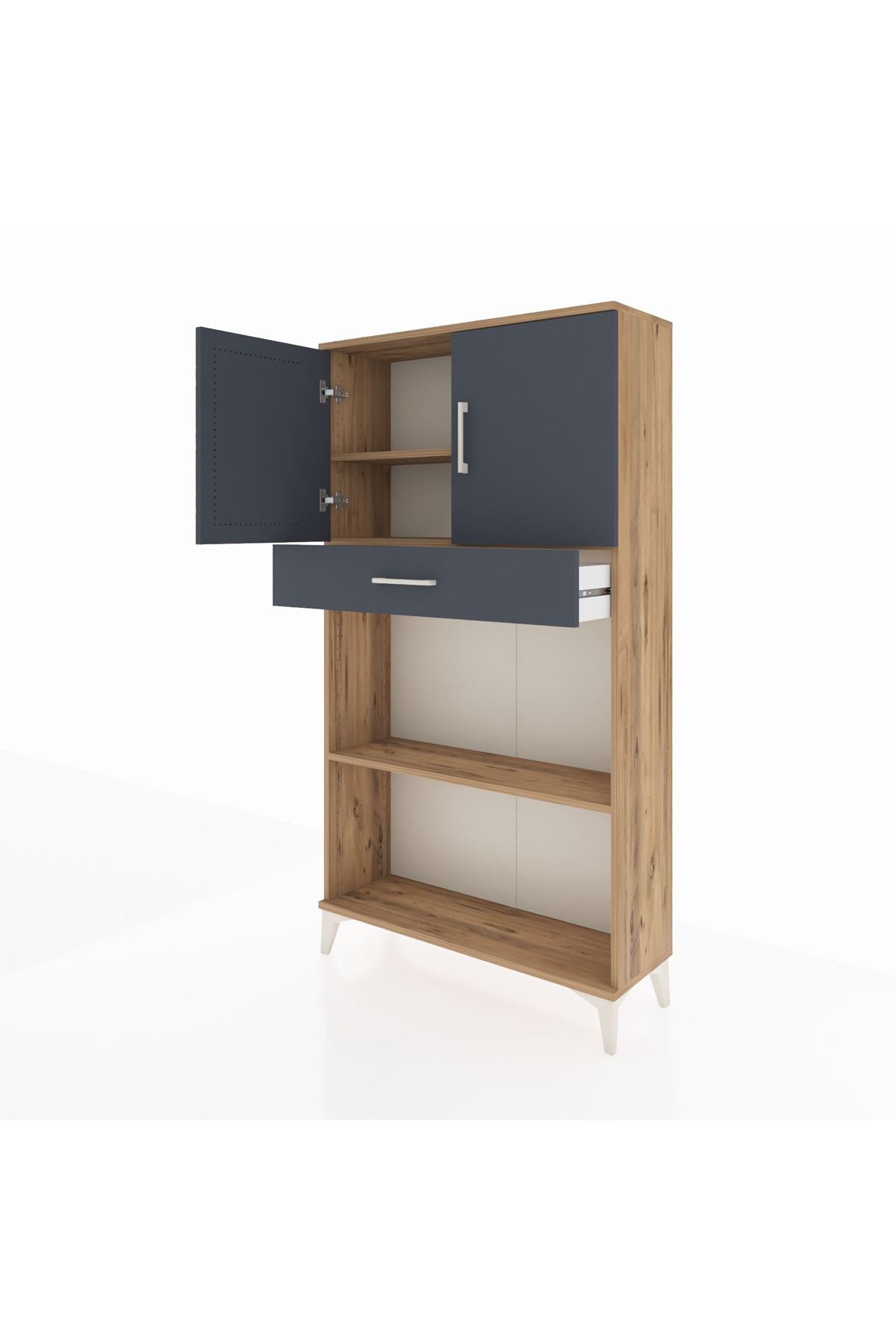 Arges Dolap 3 Raflı Tek Çekmeceli 2 Kapaklı 88x30x163 - S21M057V8A