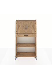 Arges Dolap 3 Raflı Tek Çekmeceli 2 Kapaklı 88x30x163 Çam-Çam