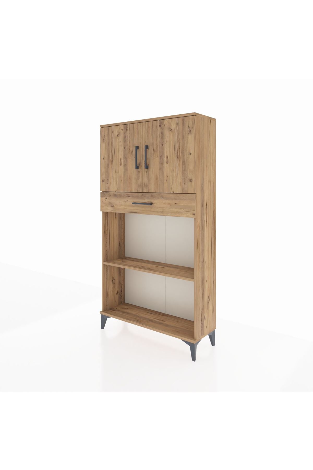 Arges Dolap 3 Raflı Tek Çekmeceli 2 Kapaklı 88x30x163 Çam-Çam