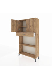 Arges Dolap 3 Raflı Tek Çekmeceli 2 Kapaklı 88x30x163 Çam-Çam
